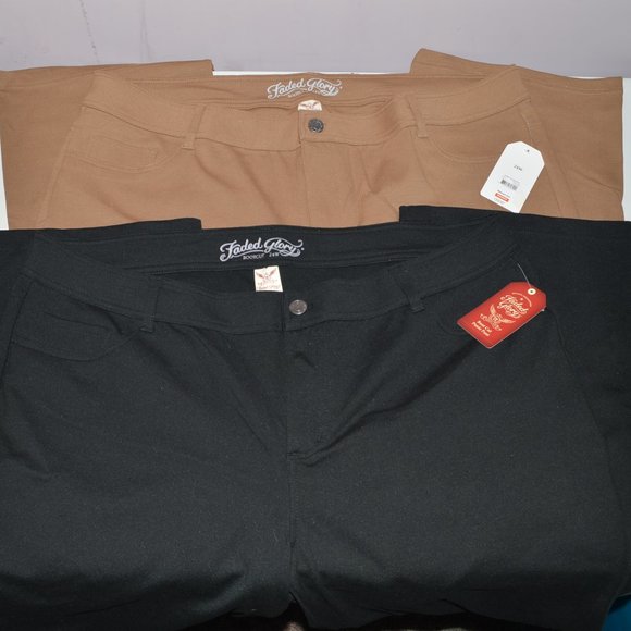 2 Pair Faded Glory Boot Cut Ponte Pants Size 24W - Picture 1 of 1